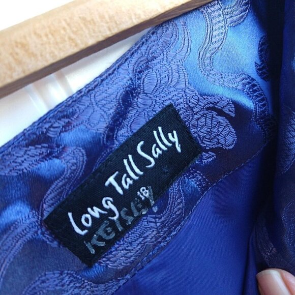 Long Tall Sally Blue Sheath Dress Swing Jacket Size 18 Tall Asian Inspired MOB - Picture 8 of 13